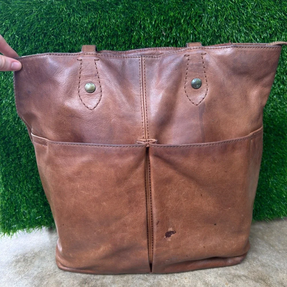 Frye Melissa Simple Saddle Tote Leather Bag Women's Western Brown